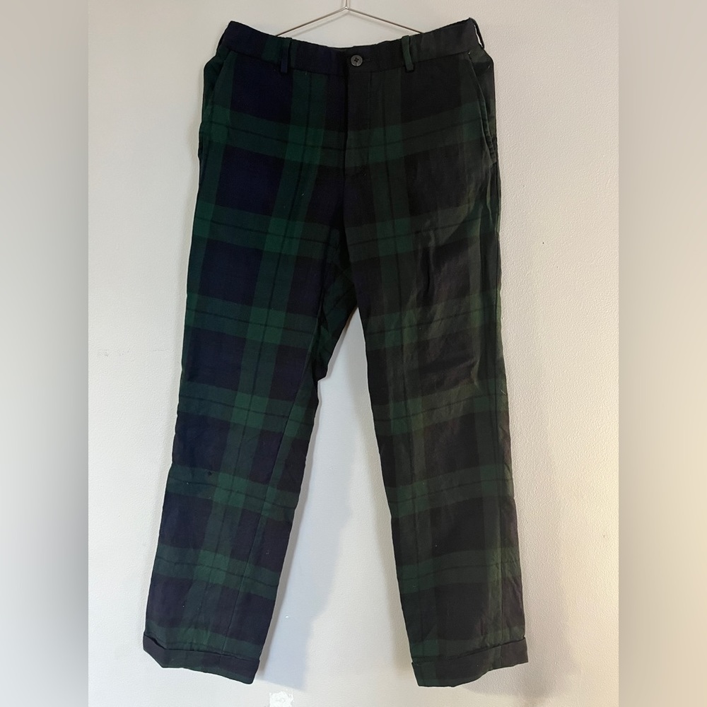 Ralph Lauren Blue/Green Gingham Wool Pants